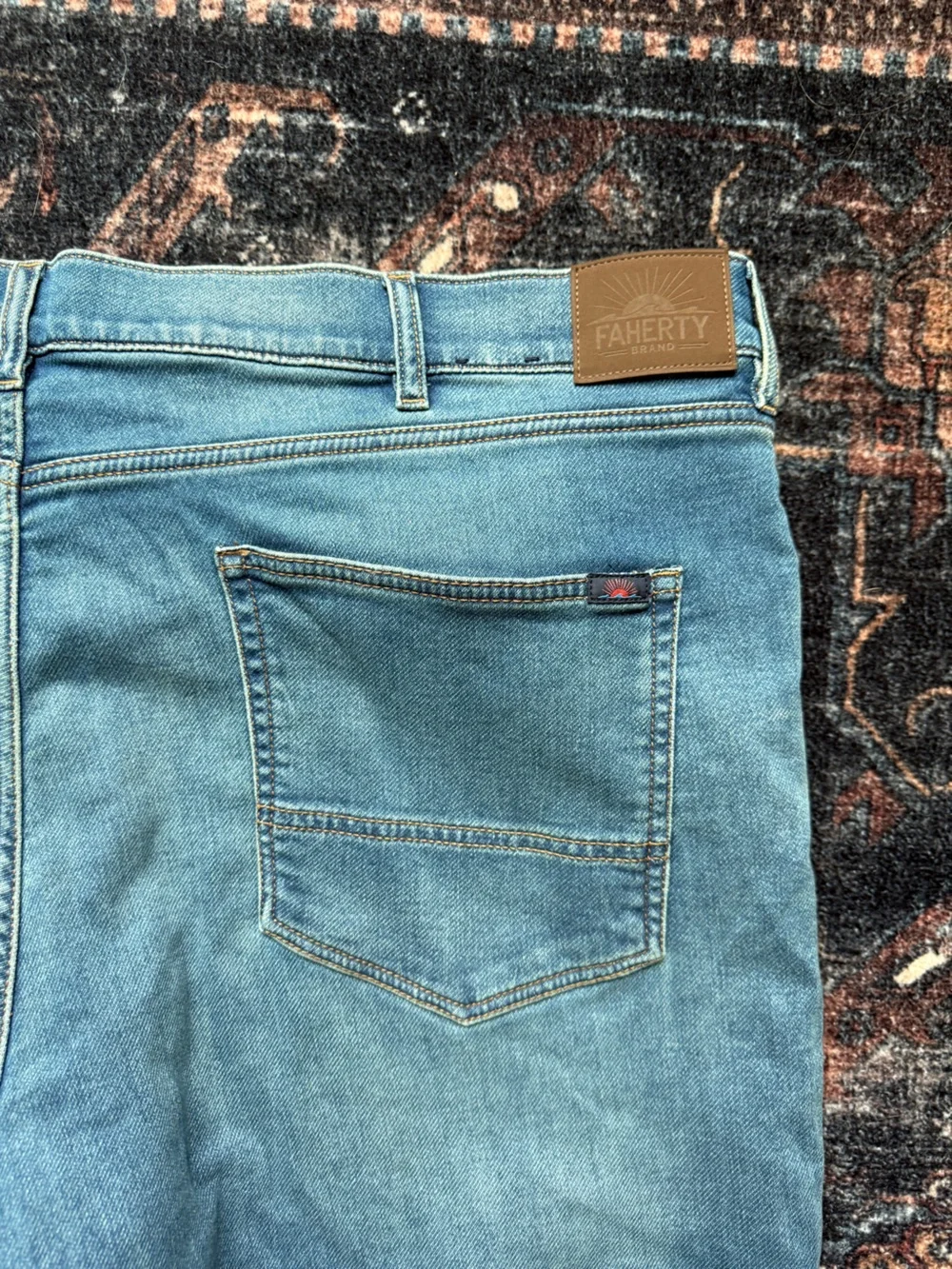 Faherty Light Blue Men’s Jeans Cotton Slim Straight Stretch